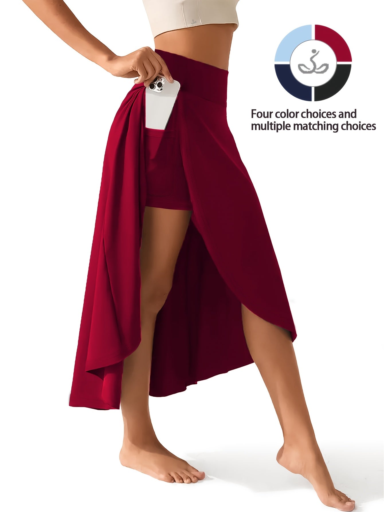 Women's High Waist Skort with Inner Shorts & Pockets – 2-in-1 Lightweight Stretchy Activewear Skirt for Sports, Gym, Workout & Casual Wear, Machine Washable, XS-XXL