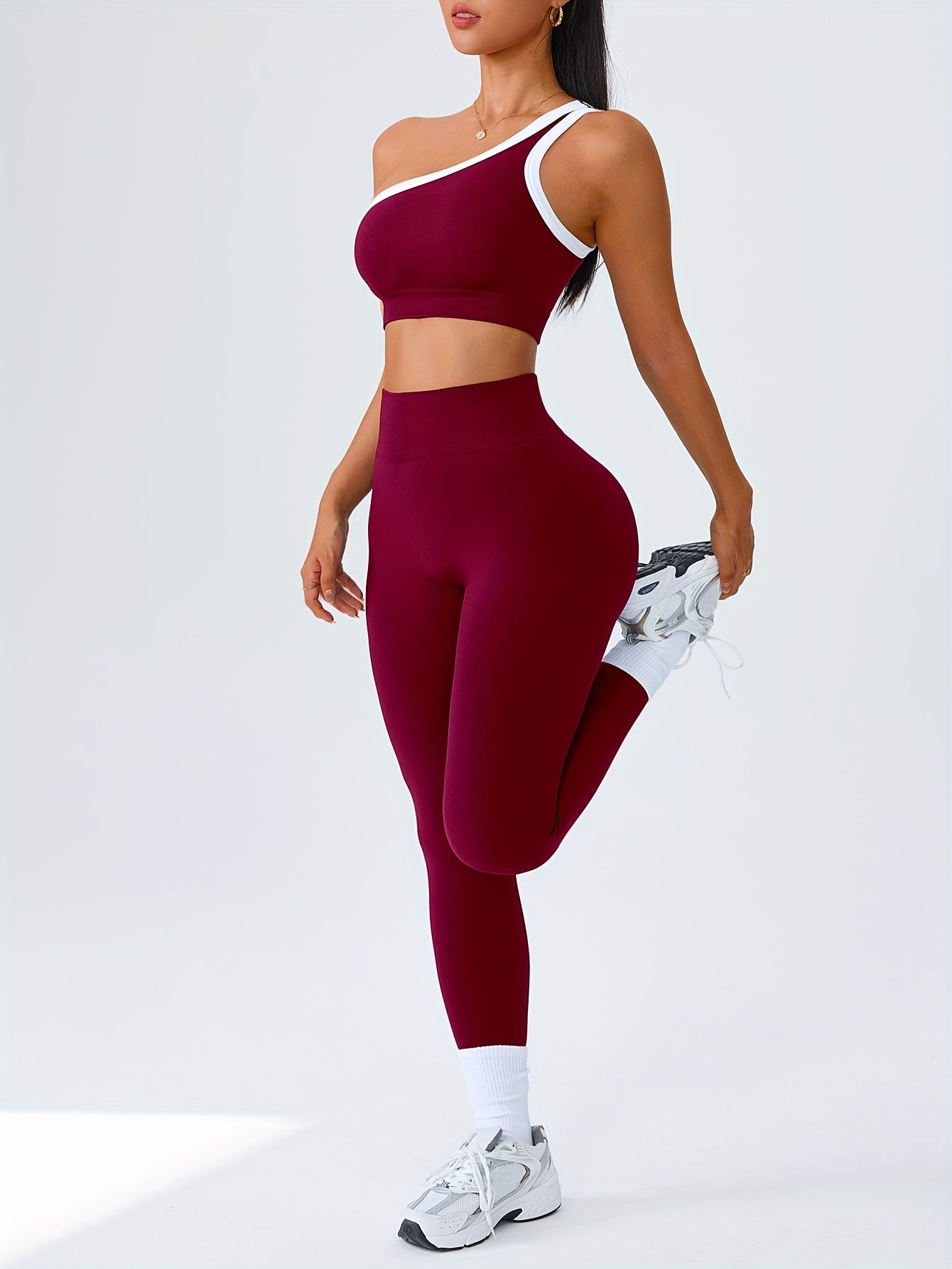 High-Waisted Butt-Lifting Leggings & Sports Bra Set for Women 2-Piece Stretchy Yoga Workout Outfit Solid Color Running Activewear with Camisole Top XS-XL