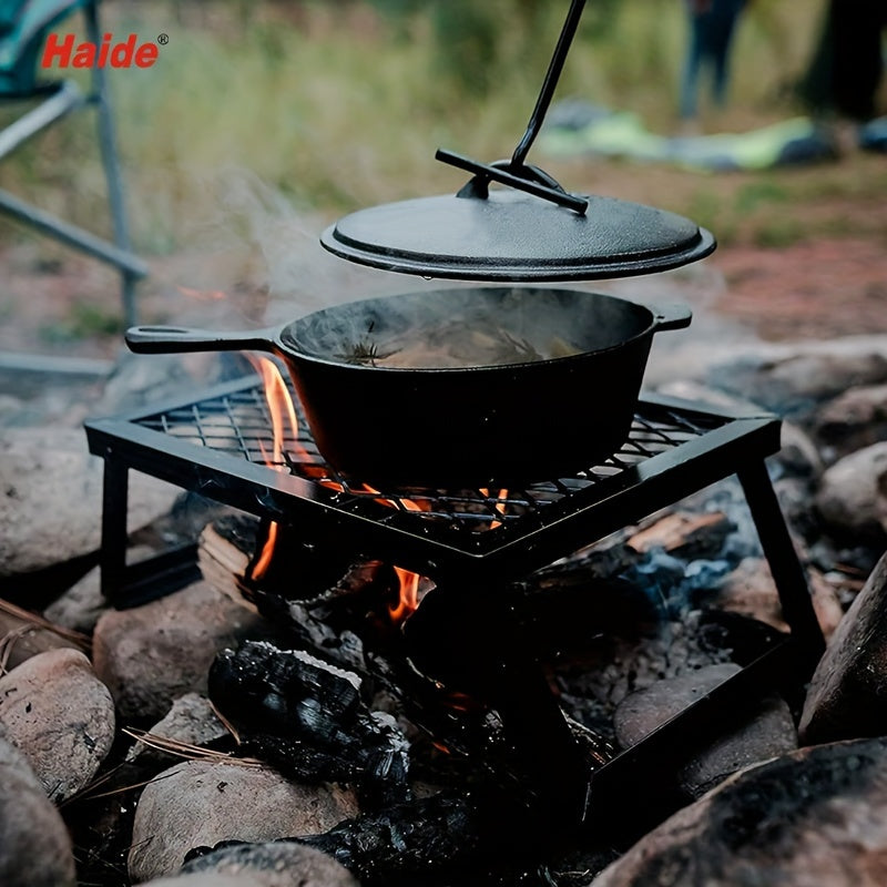 Heavy Duty Bonfire Campfire Grill for Outdoor Camping - Portable BBQ Grill with Firewood Rack, Storage Bag, Food Clips & Cleaning Cloth, RV Picnic Backyard Grill, Gift for Men