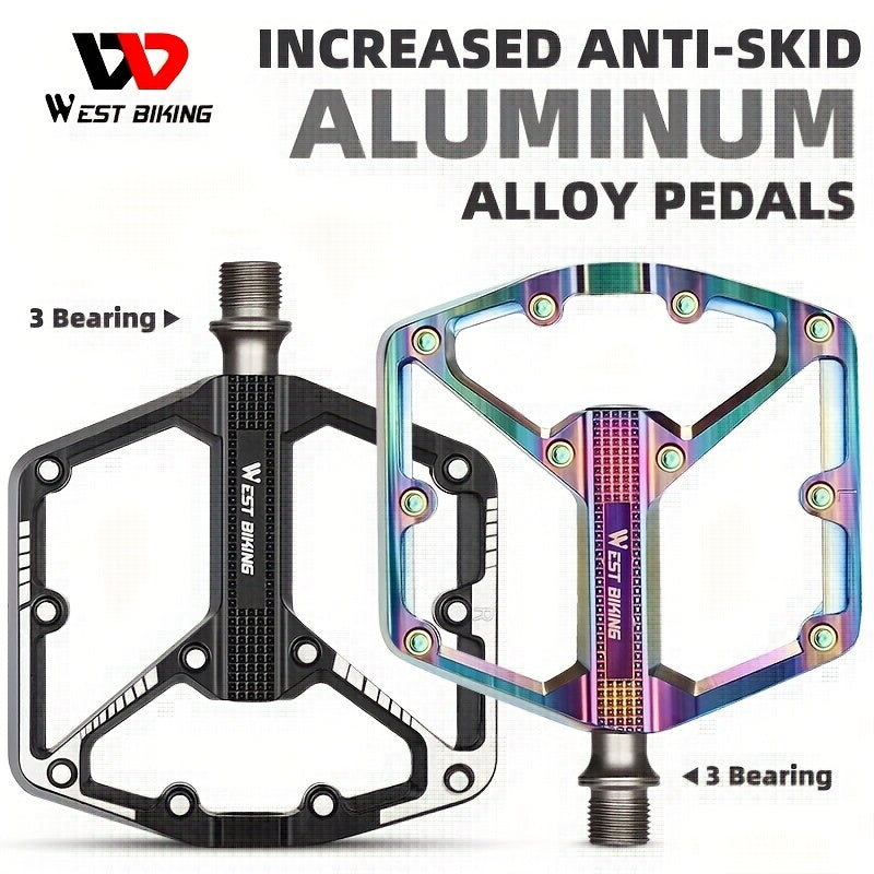 Aluminum Alloy Bicycle Pedals 1 Pair 3 Bearings Lightweight Durable Bike Pedals for Mountain Bikes Road Bikes Easy Install Hexagonal Sleeve Cycling Accessories