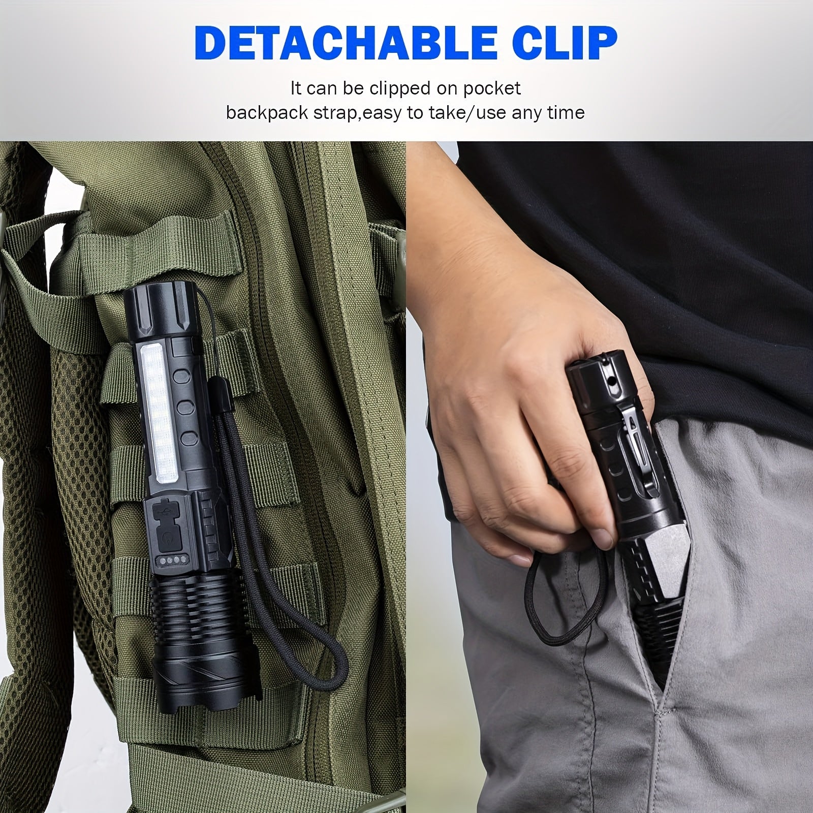 2-Pack Rechargeable LED Flashlight – High Lumen, 6 Lighting Modes, Strobe, IP44 Waterproof, for Camping Home Emergency Outdoor Use