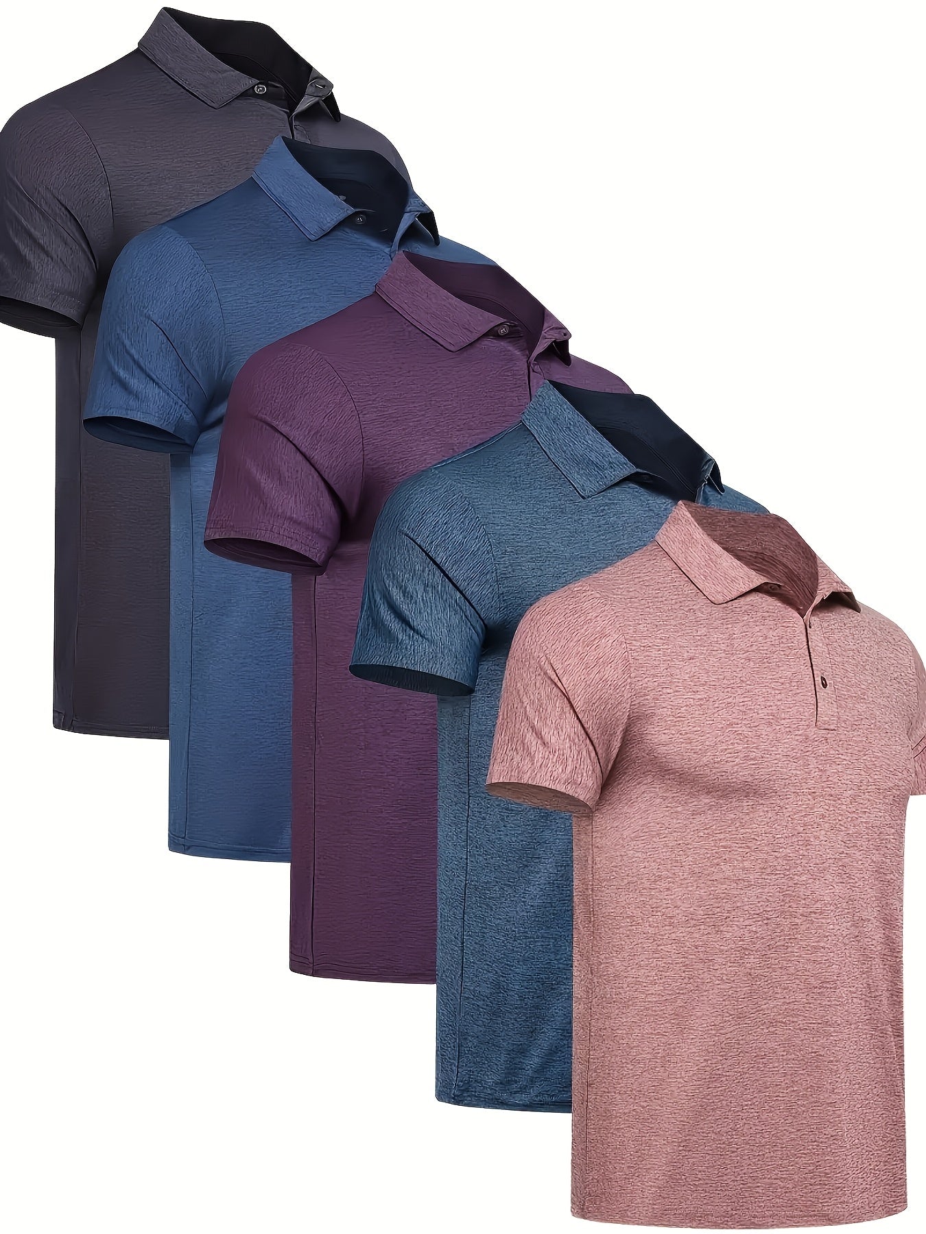 Golf Polo Shirts Men 5 Pack Moisture Wicking Short Sleeve Athletic Collared Performance Shirt Casual Stretch S-XXL Mix Colors