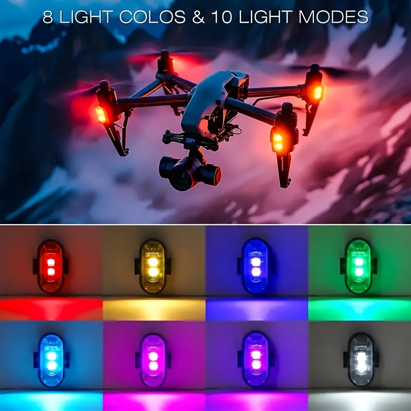 LED Bike Lights 8-Color Remote Control USB Rechargeable High Brightness Mini LED Lights for Bicycle Motorcycle Car Drone 2 4 6 8 Pack Gift for Riders