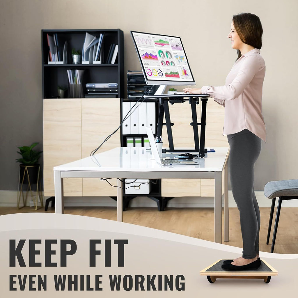 Balance Board Wobble Board for Adults Anti-Slip 350LBS Wooden Rocker Board for Physical Therapy Standing Desk Core Strength Balance Training Injury Recovery