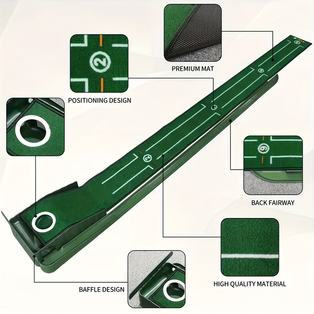 Indoor Golf Putting Mat with Automatic Ball Return and Post-Hole Collection System Practice Putting Green for Home Office Outdoor Use Improve Putting Skills Gift for Golf Lovers