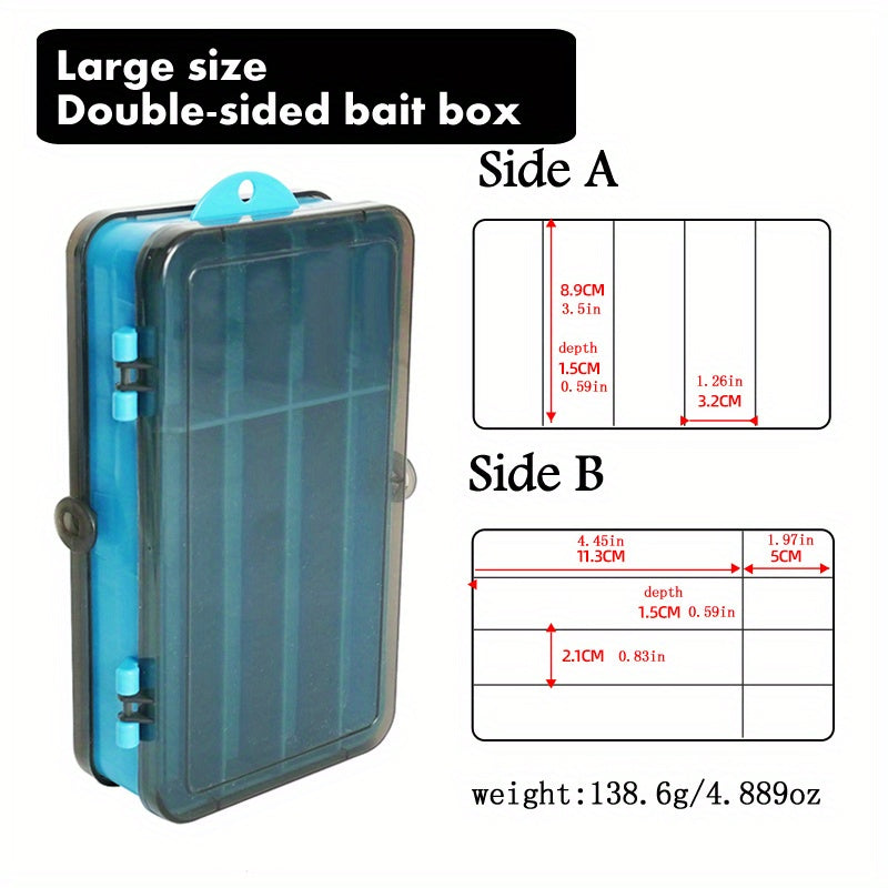 Fishing Tackle Box Two-Sided Storage Portable - Multi-Functional Lure Organizer for Bass Trout Freshwater Saltwater Fishing, Large & Extra Large Sizes, Orange Red Yellow Blue Black White