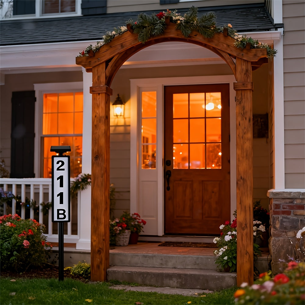 Solar House Number Light Outdoor - Ground Stake Lawn Lamp, No Wiring, Auto Night Lighting, IP44 Waterproof Address Plaque Light for Home, Mailbox, Driveway & Commercial - 1 Pack / 2 Pack
