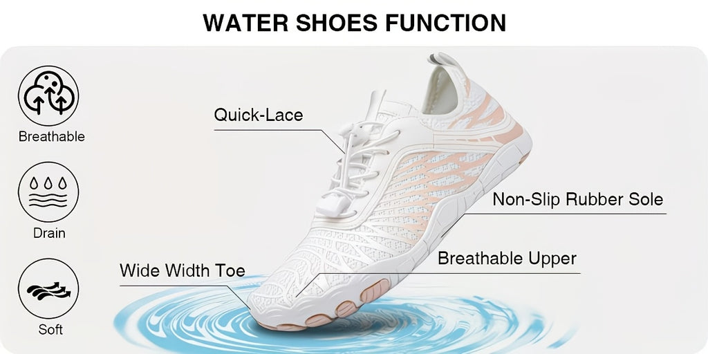 Barefoot Water Shoes Women Wide Toe Box Minimalist Sneakers Quick-Dry Non-Slip Lightweight Beach Pool Swim Yoga Fitness Aqua Shoes
