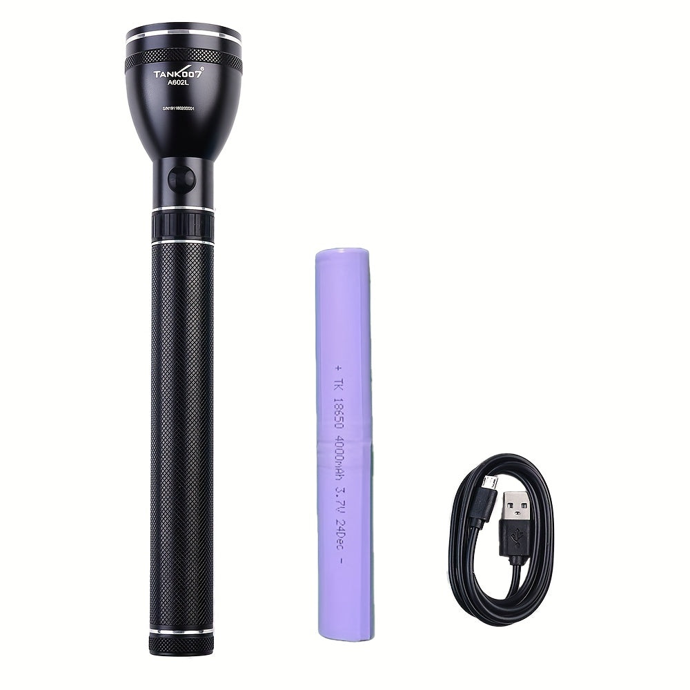 Outdoor Patrol Flashlight Rechargeable – 4000mAh Battery, 3 Adjustable Modes, High Lumen LED, Durable Tactical Torch for Camping, Hiking, Security & Emergency Use