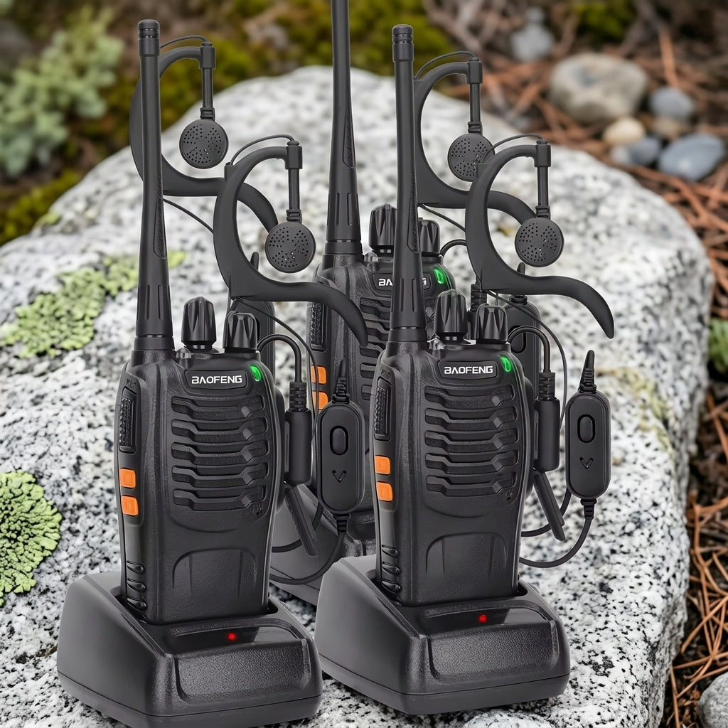 Walkie Talkies Long Range Rechargeable Baofeng BF-888S 16 Channel UHF Two Way Radio with Earphones – 2-Pack & 4-Pack for Camping Hiking Hunting