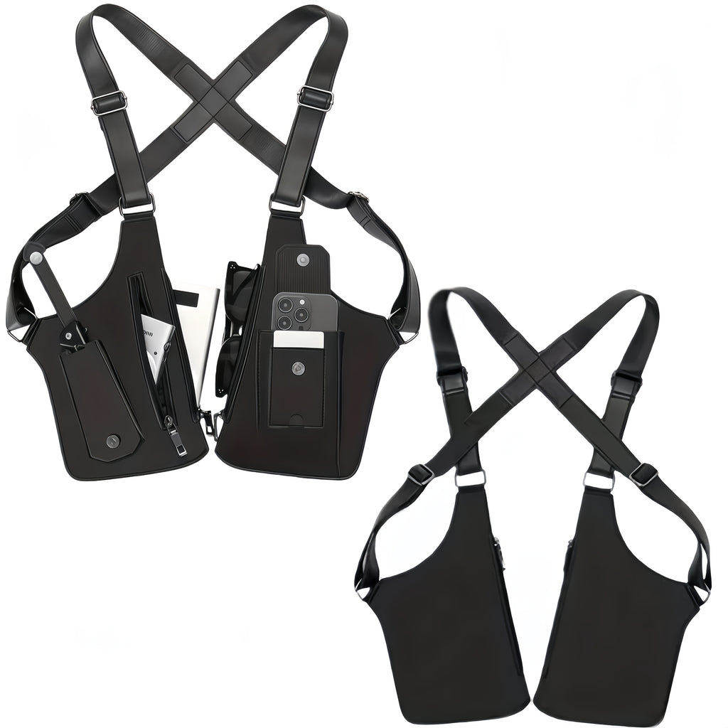Men's Vintage Chest Bag Crossbody Pack with Phone Holder – Lightweight Outdoor Vest Bag for Cycling Hiking Running Fitness