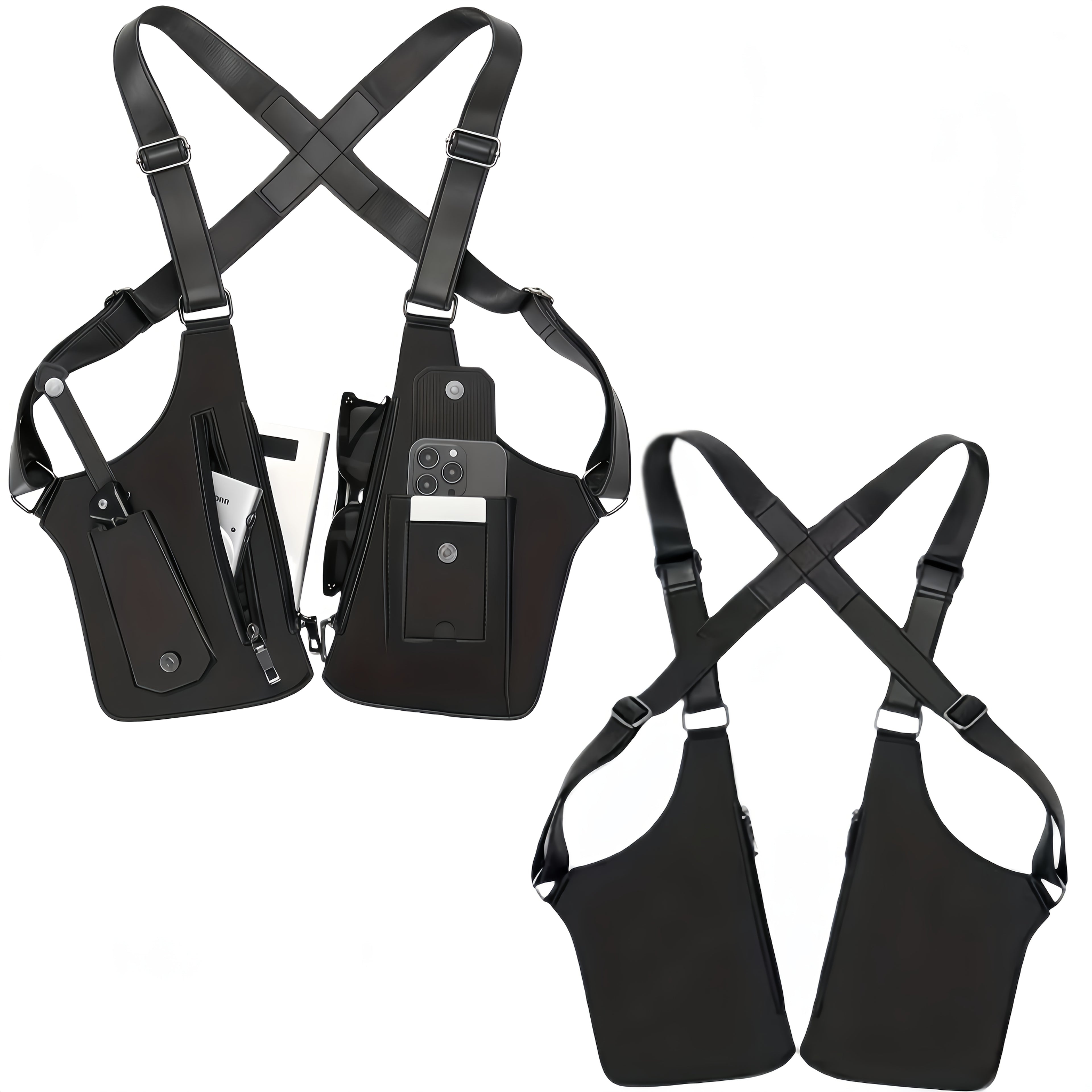 Men's Vintage Chest Bag Crossbody Pack with Phone Holder – Lightweight Outdoor Vest Bag for Cycling Hiking Running Fitness