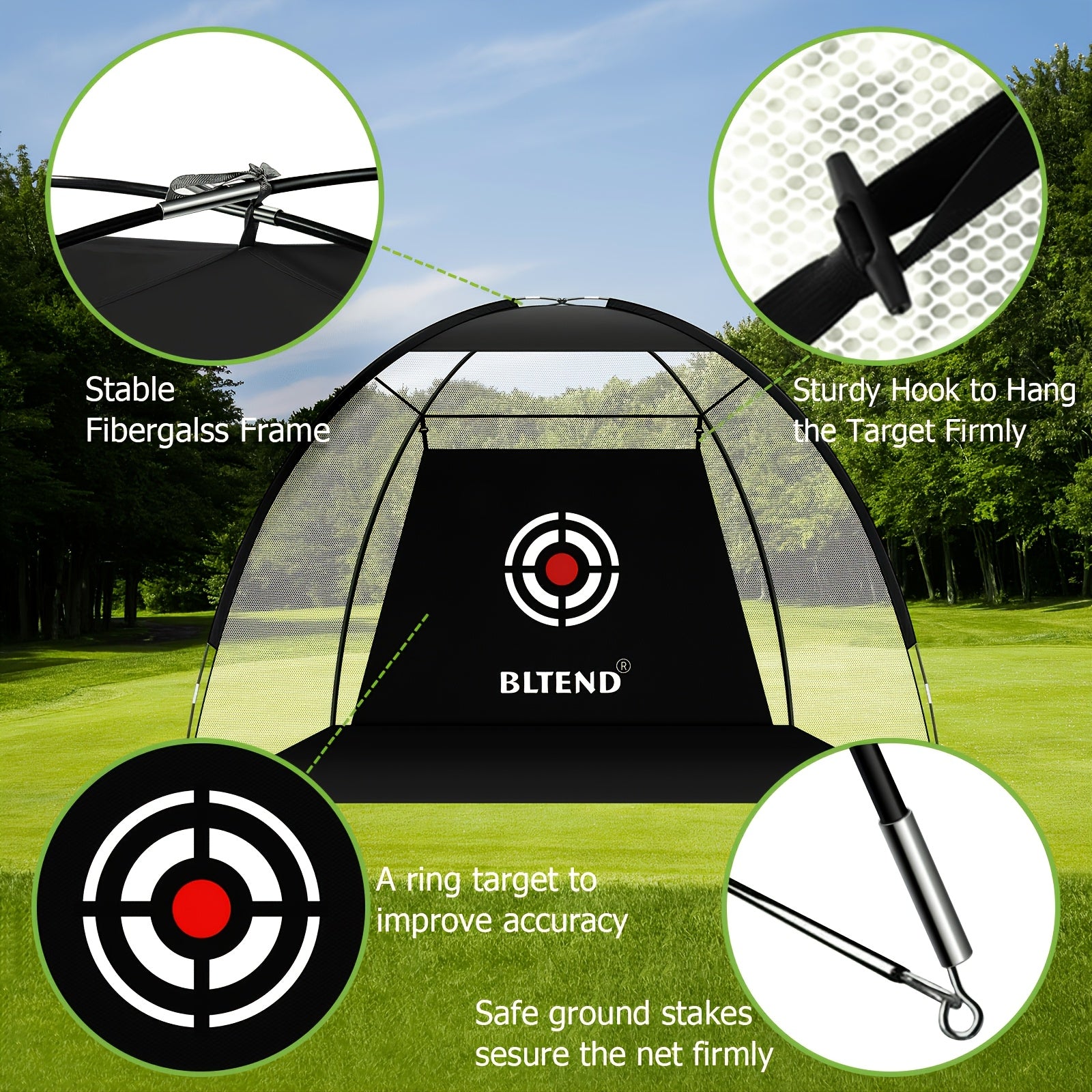 Golf Practice Net with Mat Set 10x7ft – Heavy Duty Backyard Hitting Net with 3-in-1 Turf Mat, Golf Balls & Carry Bag for Indoor & Outdoor Training