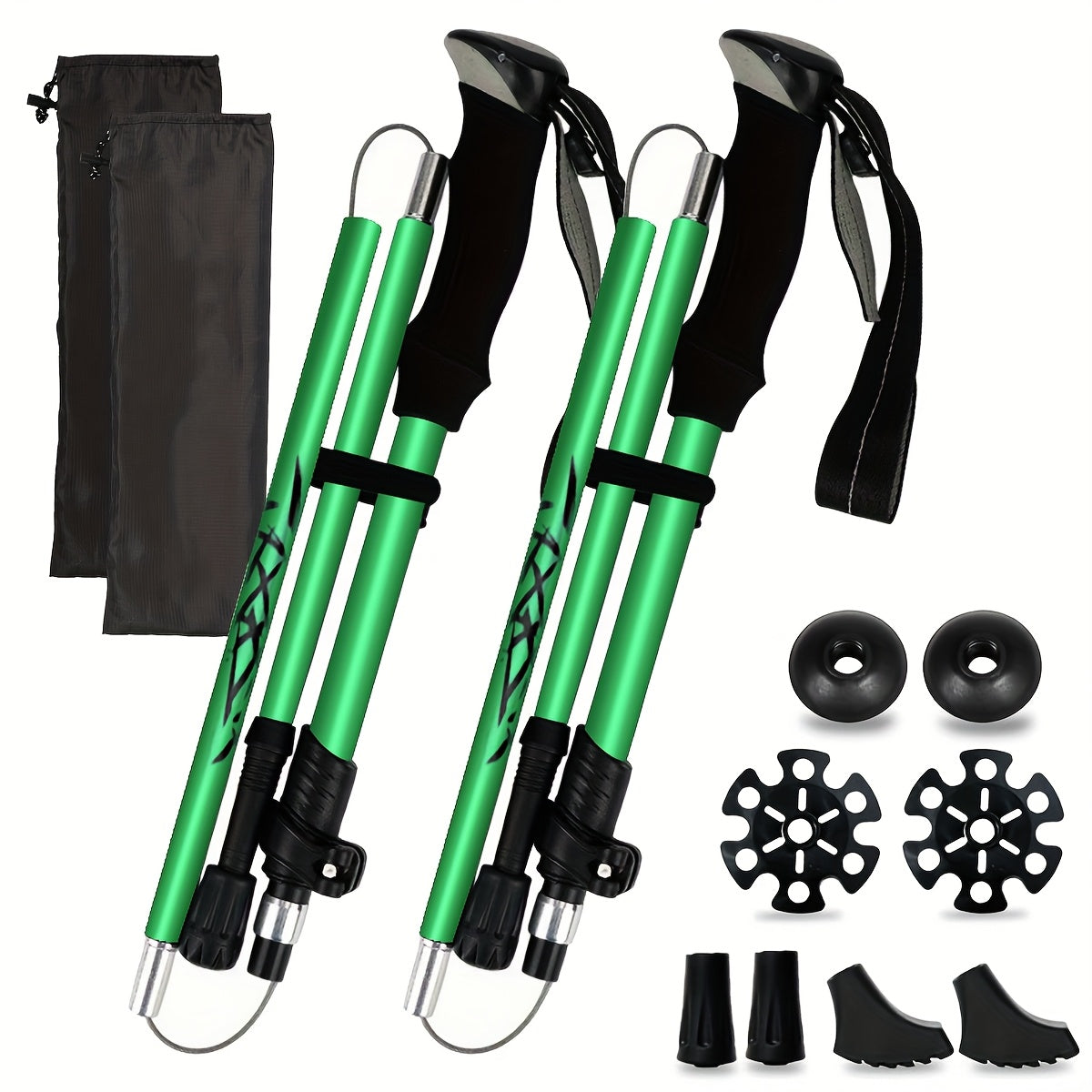 Foldable Trekking Poles 2 Pack with Carrying Case – Lightweight Aluminum Alloy Hiking Sticks, Quick-Lock, Ergonomic Non-Slip Grips for Men & Women Camping Travel, 7 Colors