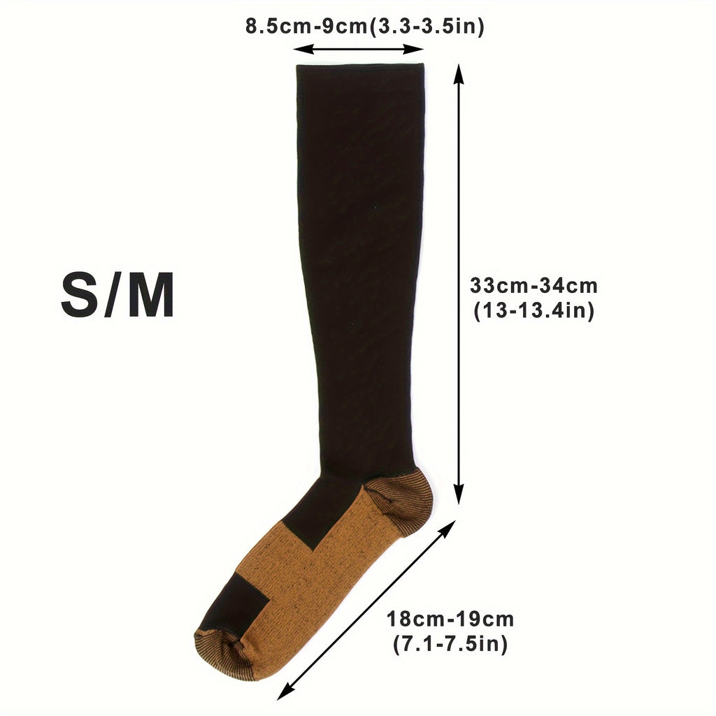 Copper Compression Socks 5 Pairs for Women & Men – Best for Running, Hiking, Cycling, Travel & Sport, Sizes S/M/L/XL/XXL, Black, All-Day Comfort & Circulation Support