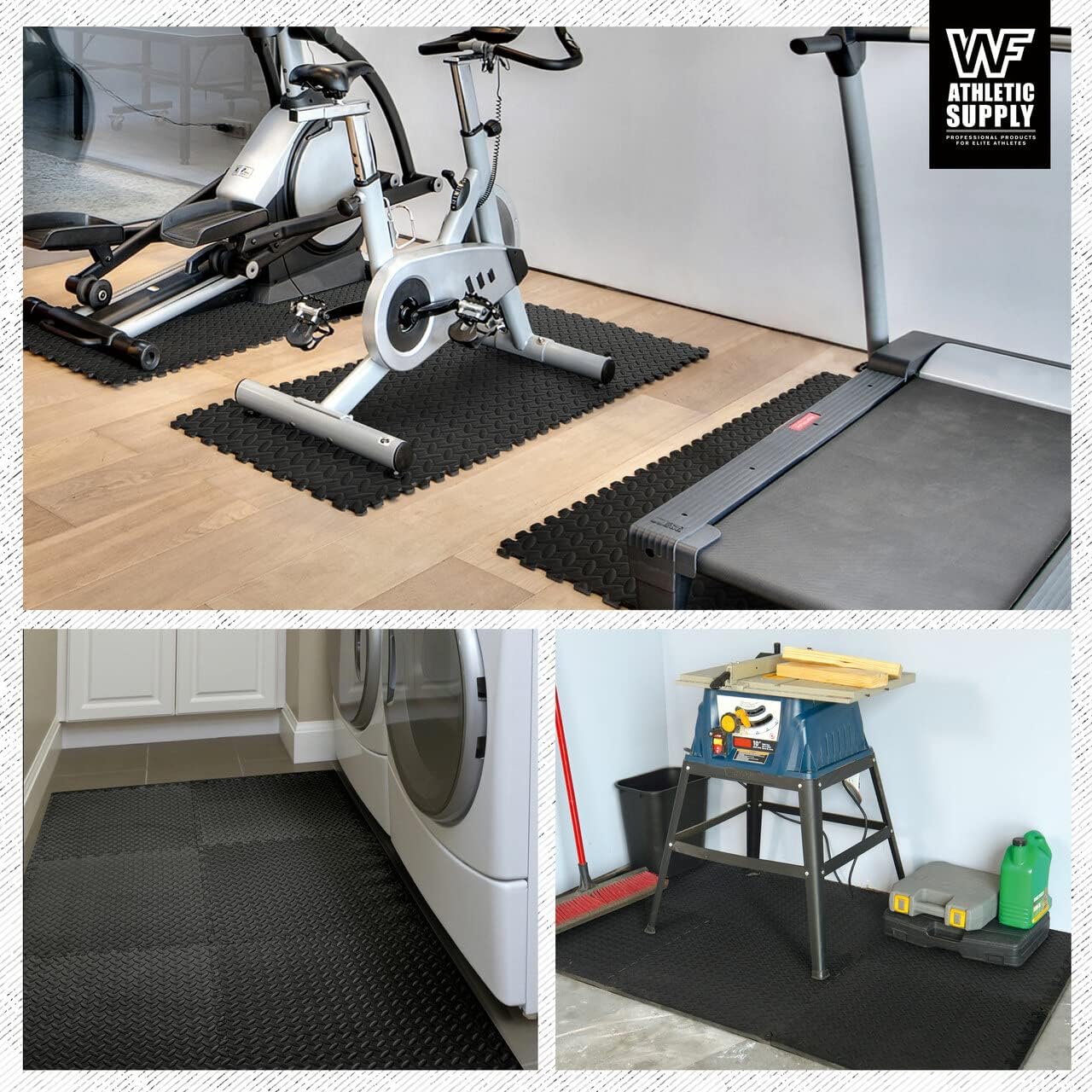 Interlocking EVA Foam Floor Tiles 1/2-Inch Thick 24x24" – 24 Tiles Covers 96 Sq Ft, Anti-Fatigue Home Gym Flooring, Yoga Mat, Playroom & Garage Floor with Border Pieces