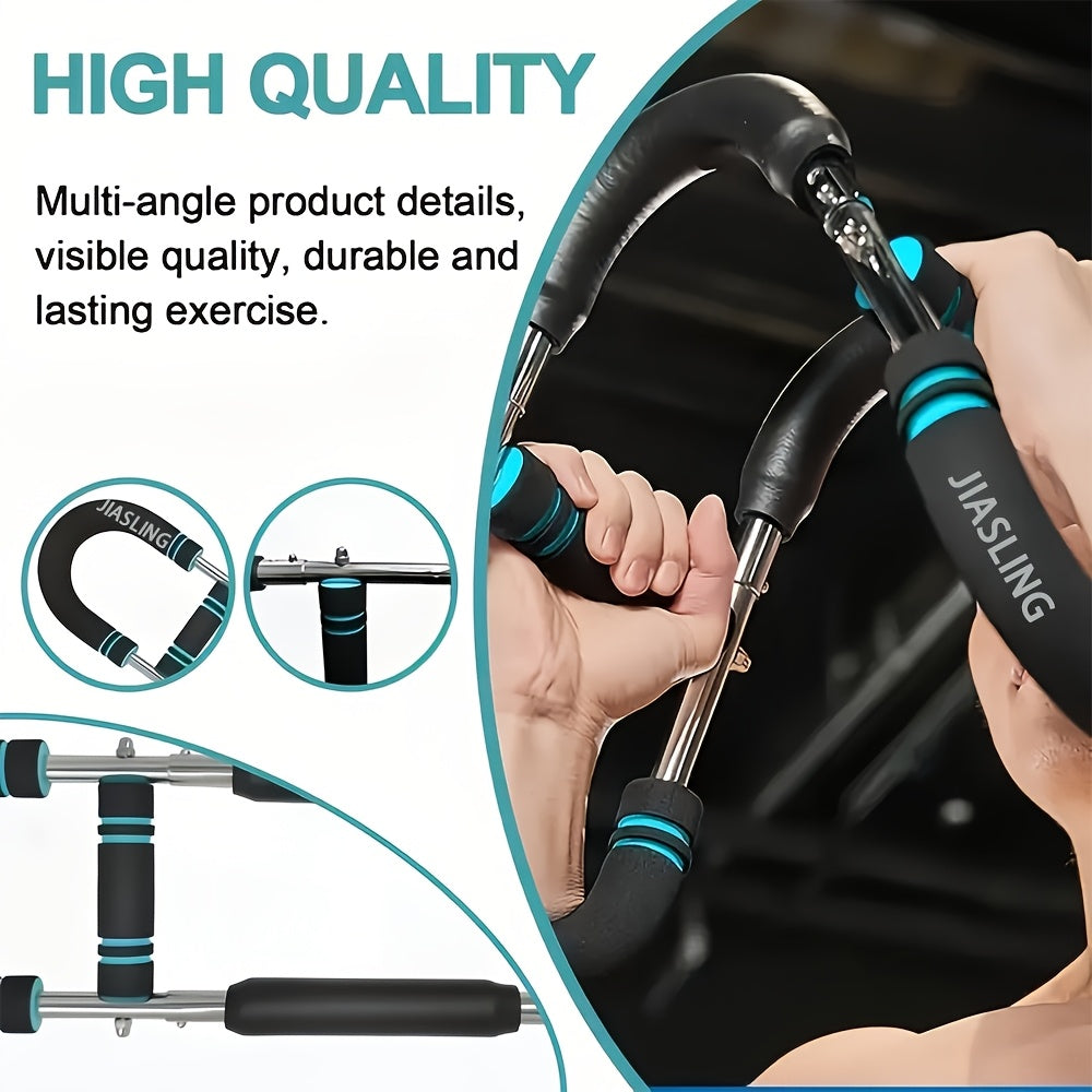 Arm Strength Trainer U-Shape 60-100LBS, Multi-Function Adjustable Forearm Chest Triceps Exerciser with 2-Level Spring Resistance Bands, Portable Home Gym Equipment with Comfortable Grip & Detachable Design