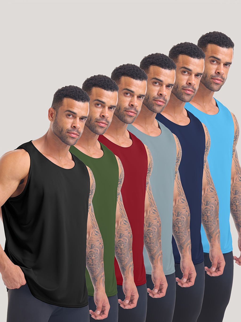 6 Pack Men's Workout Tank Tops Quick Dry Sleeveless Gym Shirts – Breathable Athletic Muscle Tee for Basketball, Running, Fitness Training S-XXL