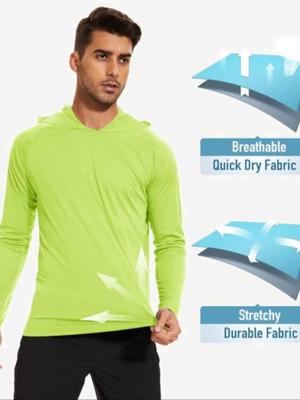 UPF 50+ Sun Protection Hoodie Long Sleeve Quick-Dry 2-Pack – High Visibility Lightweight UV SPF Shirt for Hiking, Fishing & Outdoor Active Wear, S-XXXL