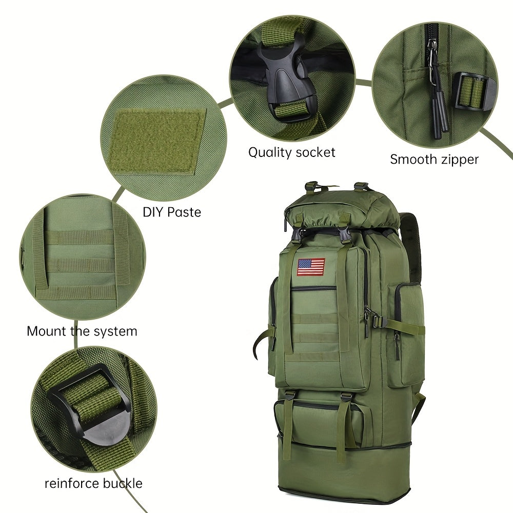100L Tactical Camouflage Backpack – Large Capacity Hiking Rucksack with Multiple Compartments, Ergonomic Straps for Camping, Trekking, Hunting & Travel