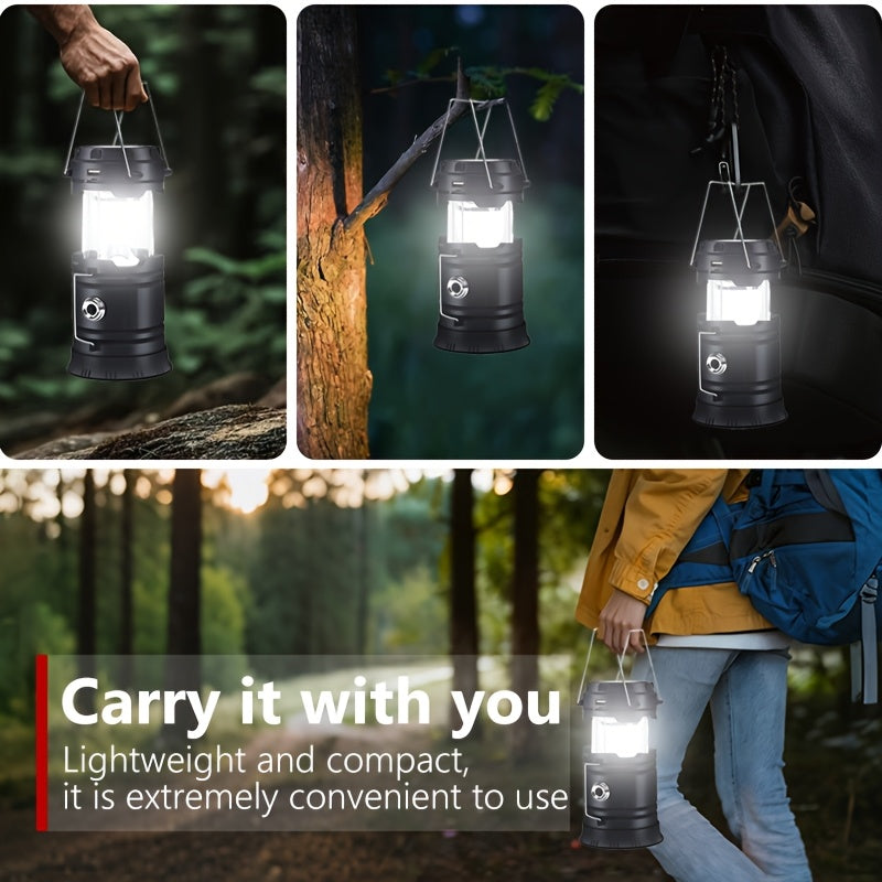 4 Pack Retro LED Camping Lantern USB Rechargeable - 4600mAh Portable Survival Flashlight with Handle - Indoor Outdoor Emergency Camping Light for Tent Hiking Power Outage Holiday Decor