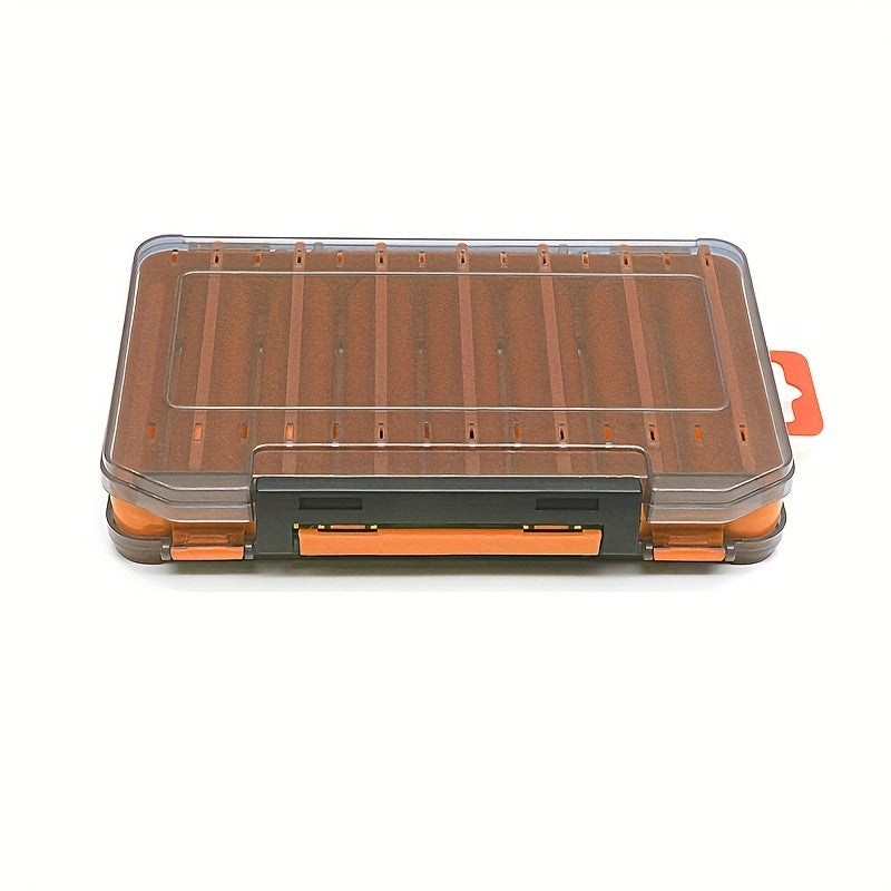 Fishing Lure Tackle Box Dual-Sided 14 Compartments – Portable ABS Lure Organizer for Minnow Pencil Squid Crankbait Hard Baits Freshwater Saltwater – Tangerine & Blue
