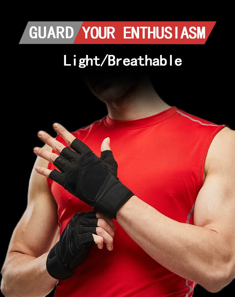 Half Finger Cycling Gloves for Men & Women – Breathable Knit Sports Gloves with Hook-and-Loop Closure for Cycling, Fitness, Hiking & Outdoor Activities