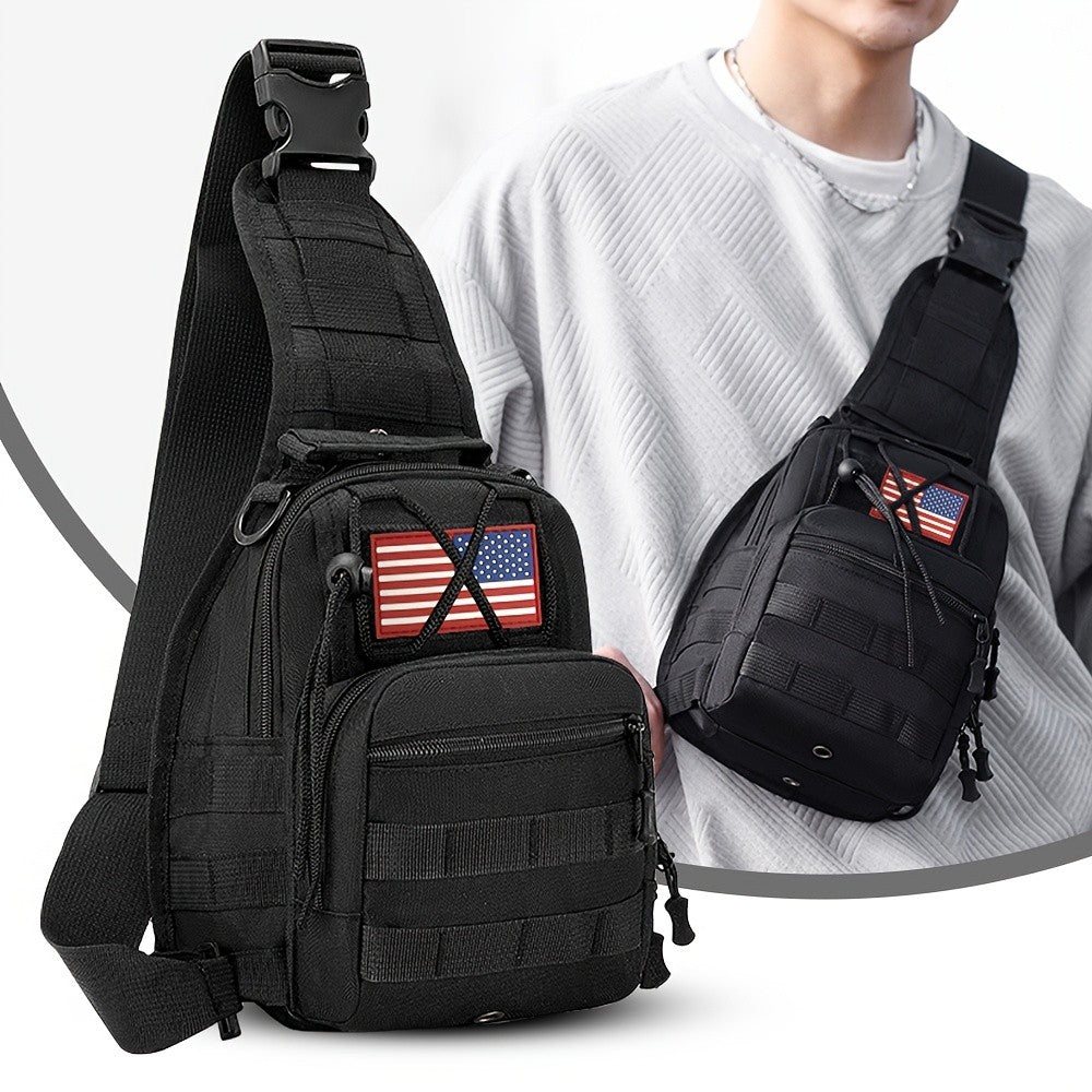 Men's Sling Bag Lightweight Crossbody Chest Pack, Multi-Pocket Shoulder Bag with Adjustable Strap for Cycling Hiking Travel EDC, Compact Outdoor Daypack for Men