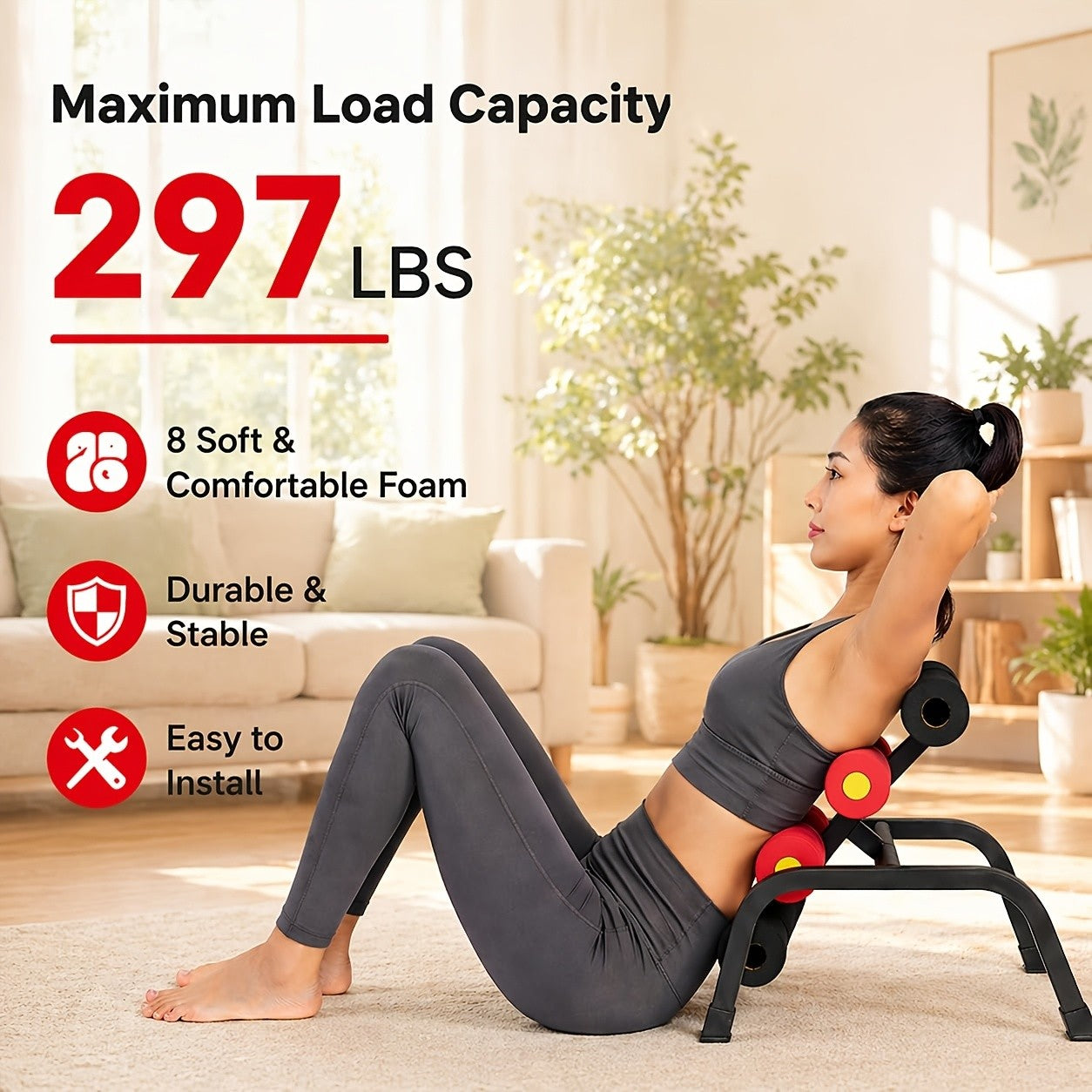 Mini Inversion Table Back Stretching Machine – Ab Trainer Handstand Training Yoga Home Gym Equipment for Back Pain Relief Core Strength Full Body Workout – Compact Space-Saving Design