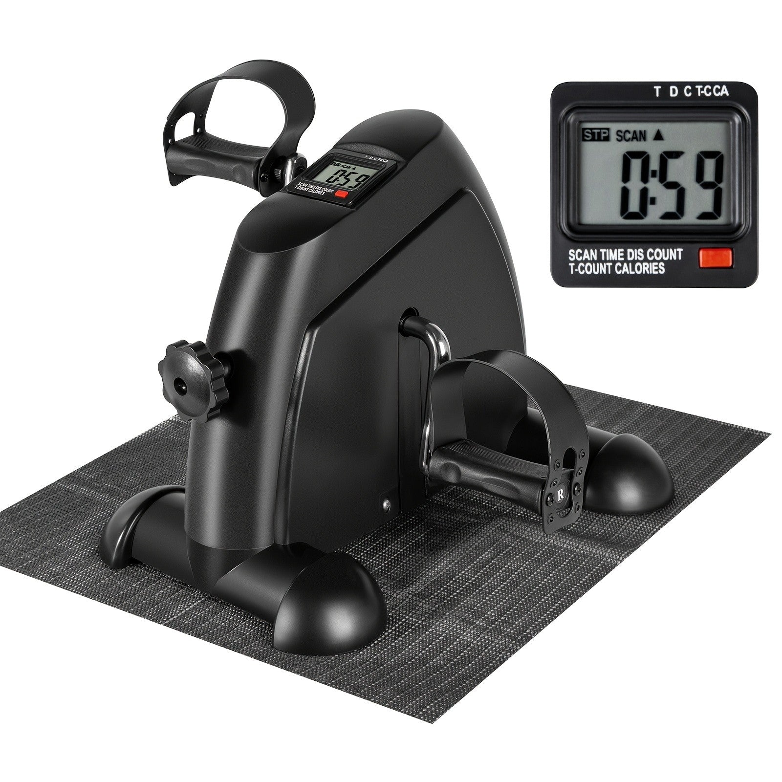 Under Desk Bike Pedal Exerciser with LCD Screen Portable Mini Exercise Bike Adjustable Resistance Arm Leg Workout for Home Office Travel Seniors Rehabilitation