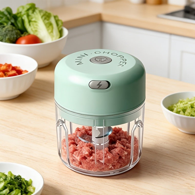 Mini Food Processor Cordless Rechargeable USB Electric Food Chopper with Meat Grinder Blade – Portable Vegetable Cutter Garlic Crusher Fruit Grinder for Kitchen