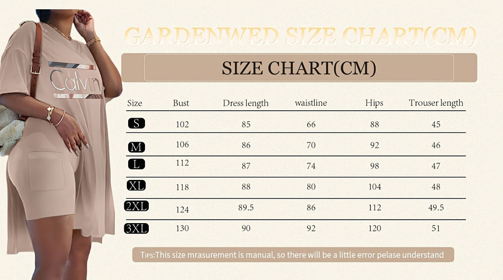 Women's 2-Piece Sports Set V-Neck T-Shirt & Slit Shorts – Stretch Casual Activewear Suit for Jogging, Home & Leisure, S-XXL, Multiple Colors