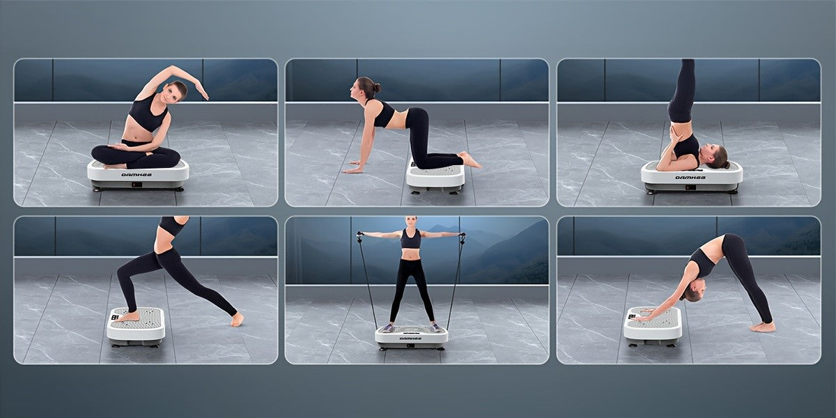 Vibration Plate Whole Body Workout Machine – Silent Motor Adjustable Speed Lymphatic Drainage Fitness Platform Home Gym White Black