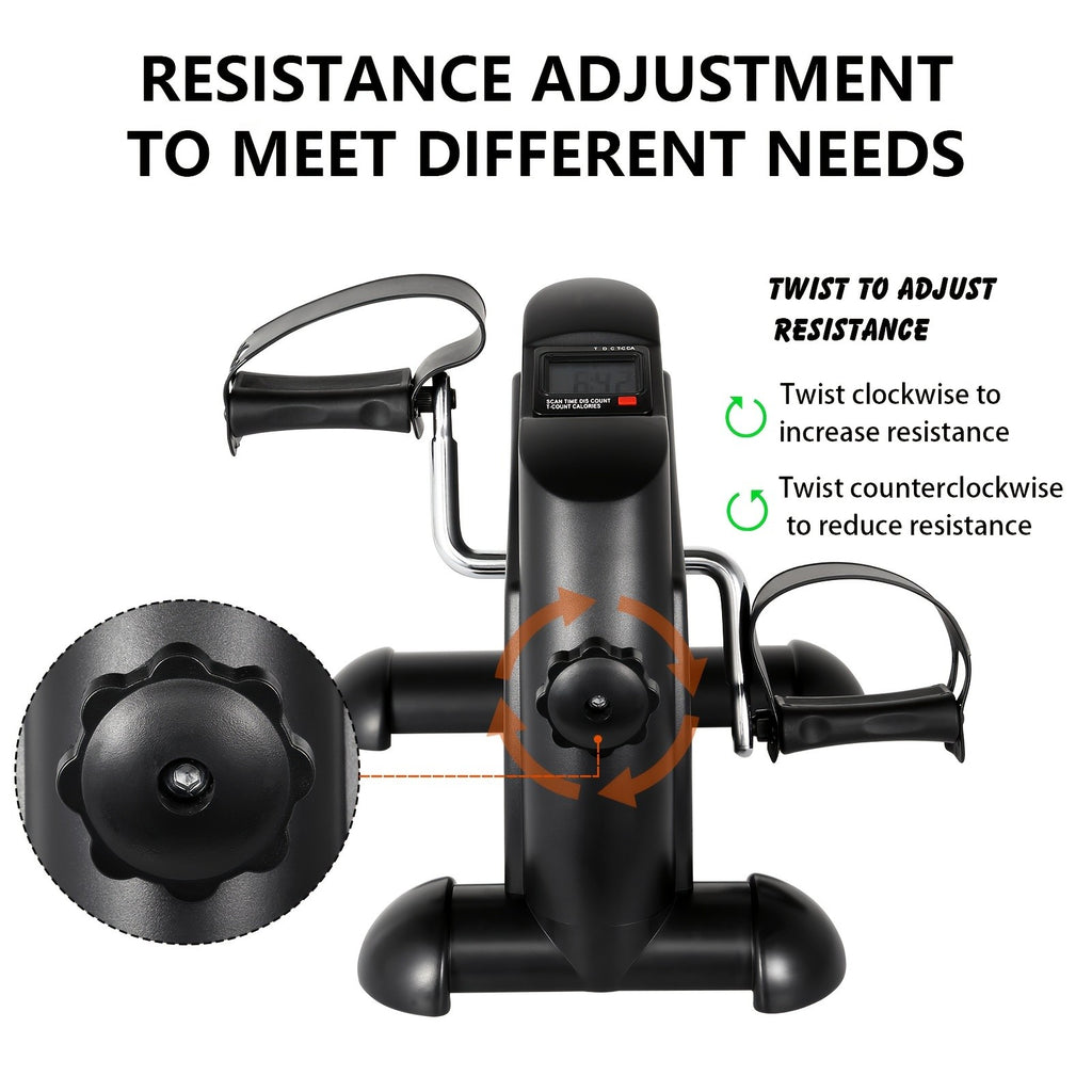 Under Desk Bike Pedal Exerciser with LCD Screen Portable Mini Exercise Bike Adjustable Resistance Arm Leg Workout for Home Office Travel Seniors Rehabilitation