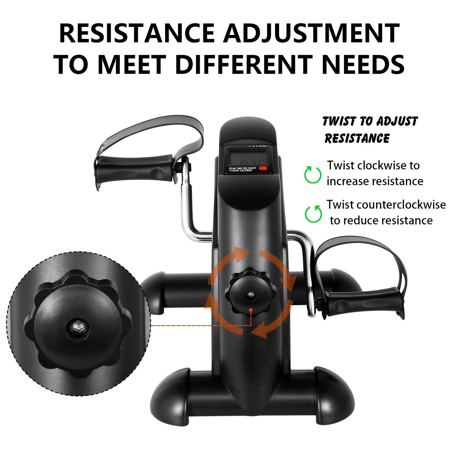 Under Desk Bike Pedal Exerciser with LCD Screen Portable Mini Exercise Bike Adjustable Resistance Arm Leg Workout for Home Office Travel Seniors Rehabilitation