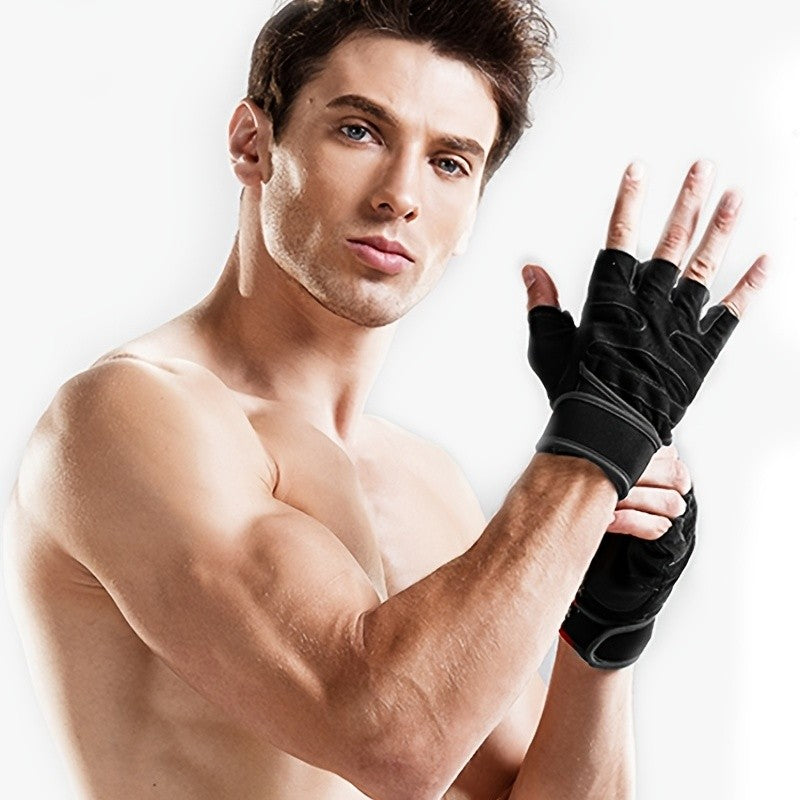 Half Finger Cycling Gloves for Men & Women – Breathable Knit Sports Gloves with Hook-and-Loop Closure for Cycling, Fitness, Hiking & Outdoor Activities