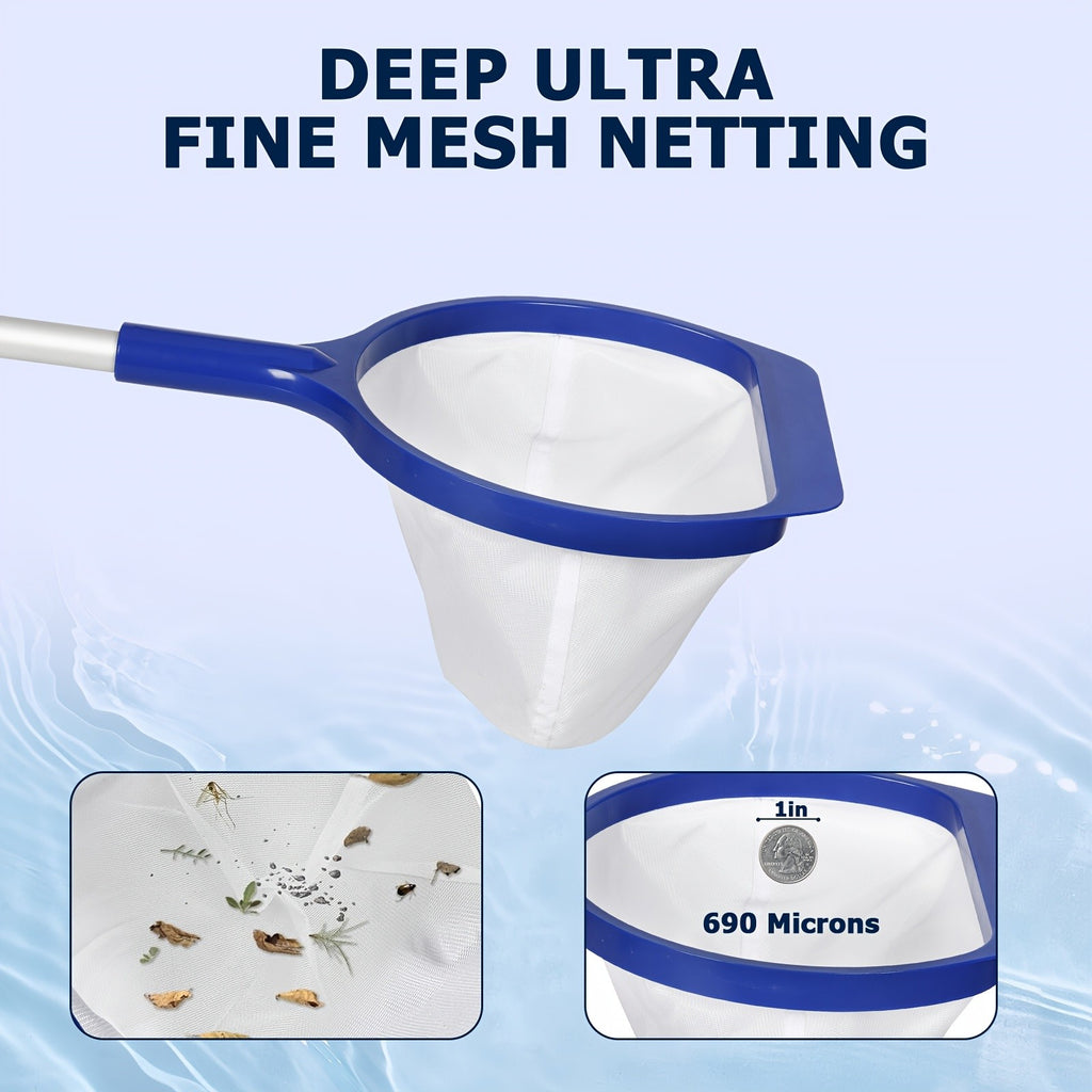 Pool Skimmer Net Fine Mesh 17 Inch Deep Bag Leaf Rake – Debris Removal for Swimming Pool Cleaning Leaves Algae Dirt Fits Standard Telescopic Pole Above Ground In-Ground