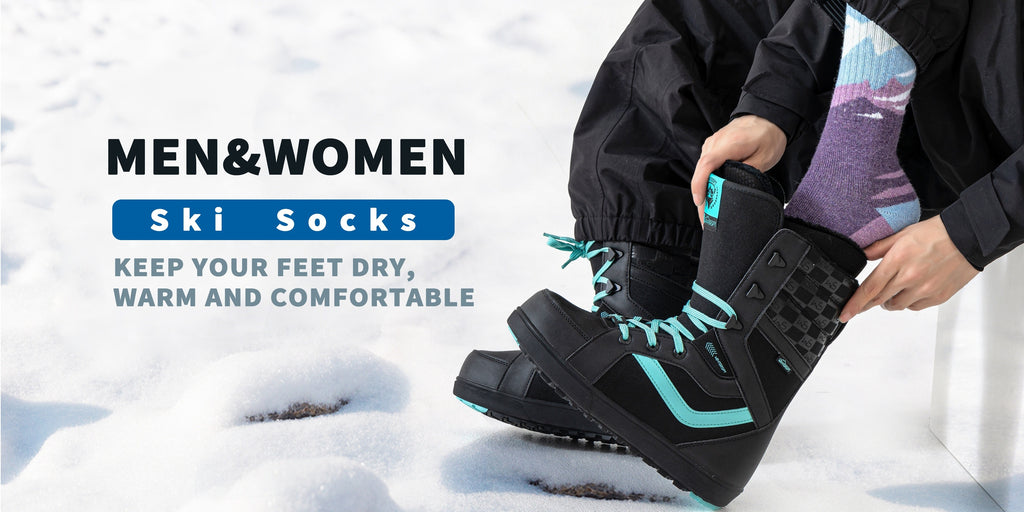 3-Pack Wool Ski Socks Knee High Thermal Winter Socks for Men & Women – Thick Warm Striped Socks for Skiing, Snowboarding & Outdoor Sports, M/L