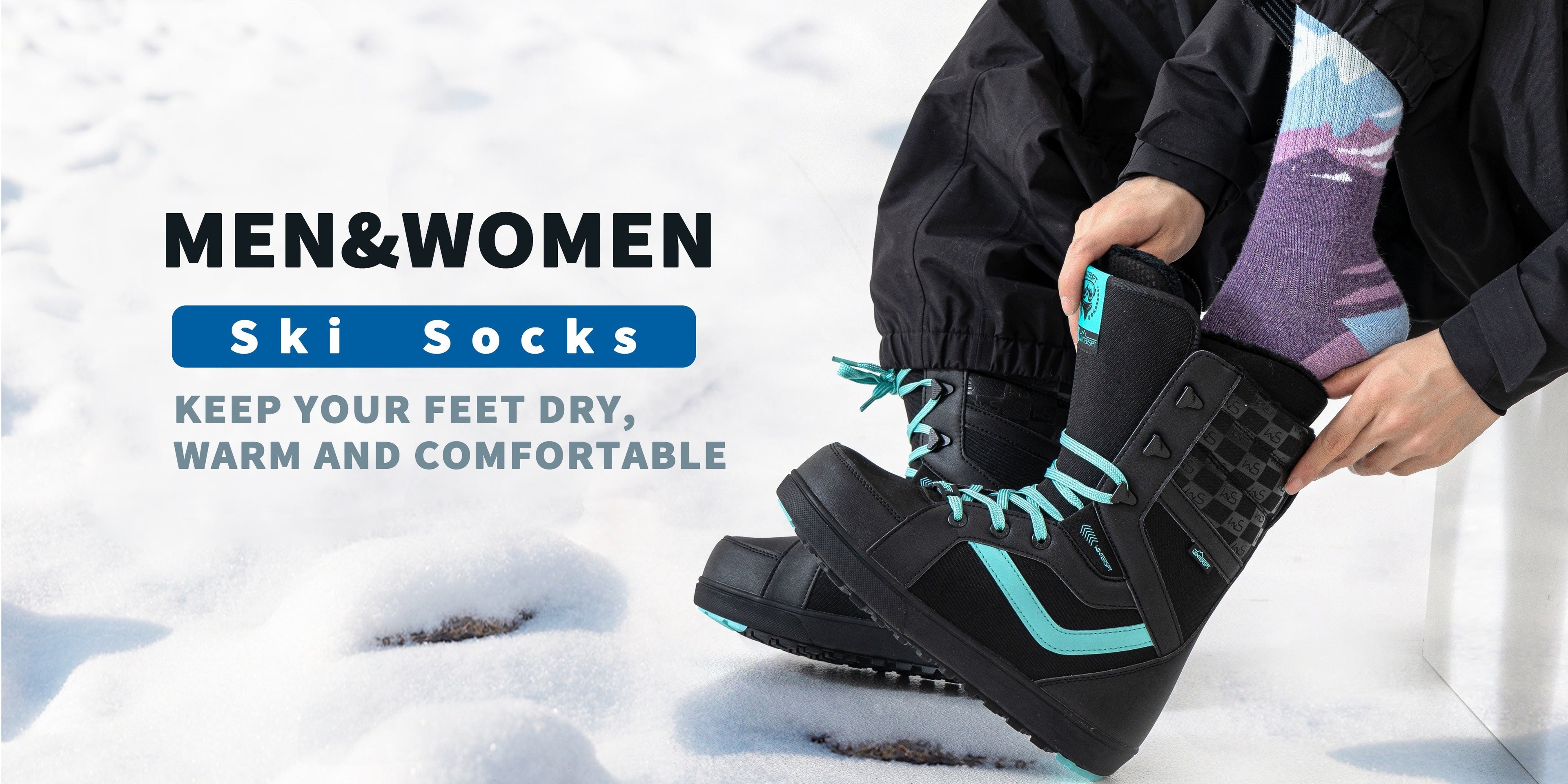 3-Pack Wool Ski Socks Knee High Thermal Winter Socks for Men & Women – Thick Warm Striped Socks for Skiing, Snowboarding & Outdoor Sports, M/L