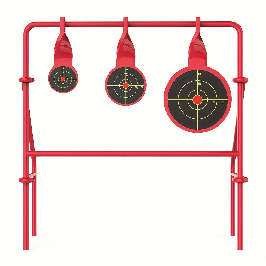 Rimfire Spinner Shooting Target with Stand Triple Spinner Foldable Steel .22LR Outdoor Shooting Practice with 15-Pack Bullseye Paper Targets