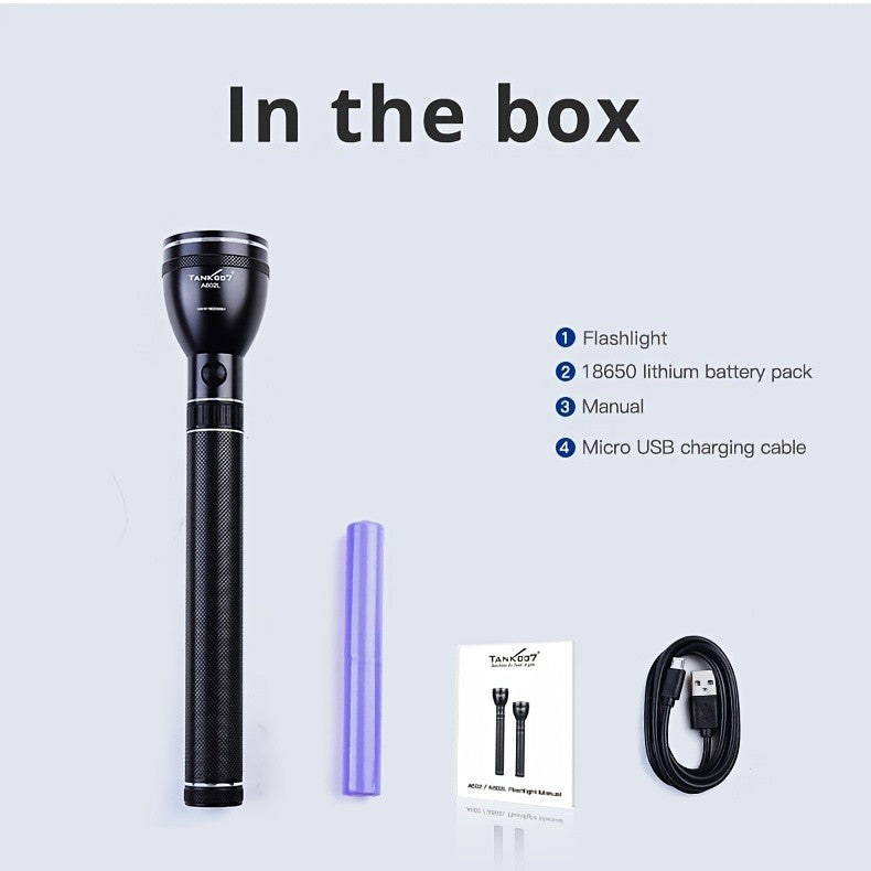 Outdoor Patrol Flashlight Rechargeable – 4000mAh Battery, 3 Adjustable Modes, High Lumen LED, Durable Tactical Torch for Camping, Hiking, Security & Emergency Use
