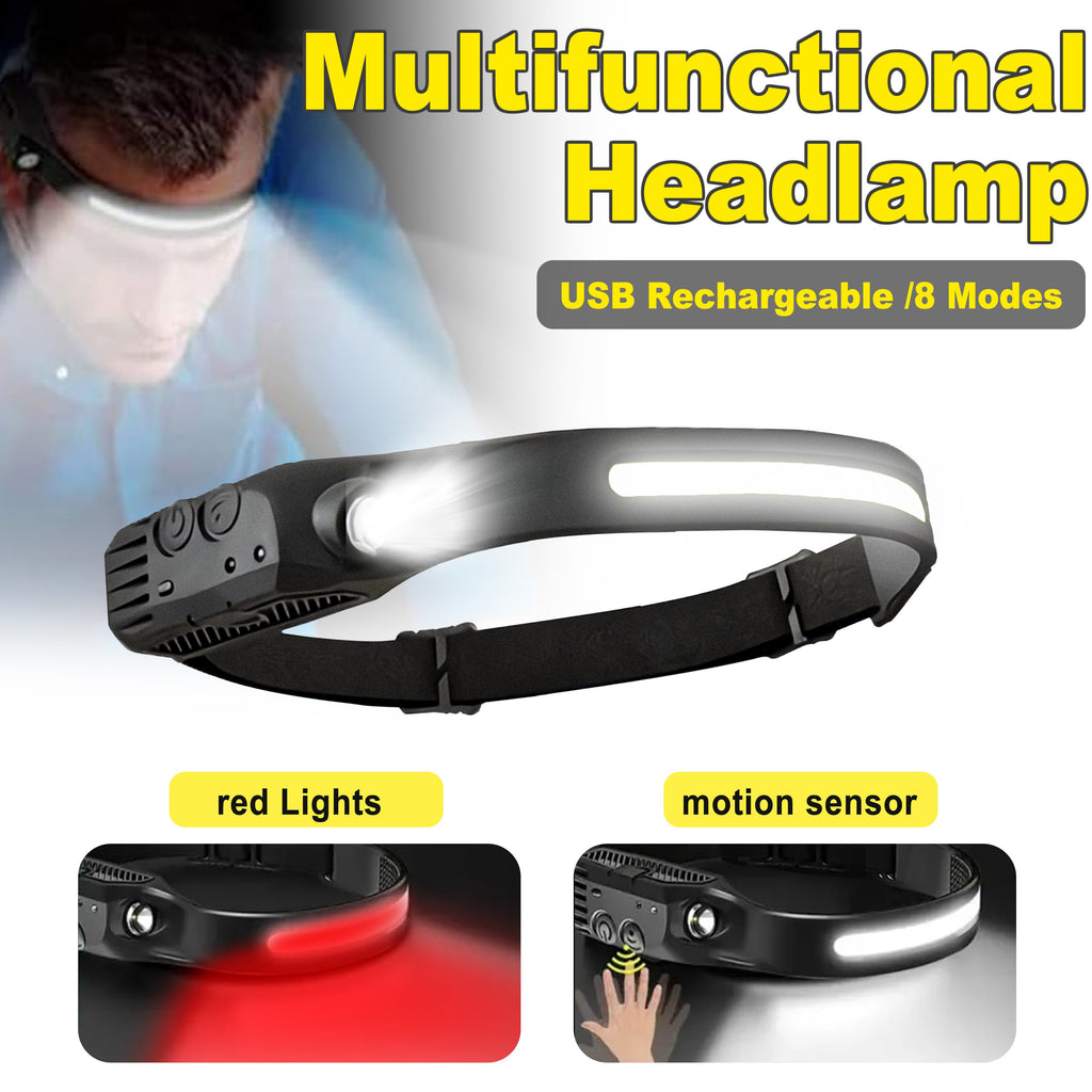 LED Headlamp Rechargeable 4 Pack USB Hands-Free Ultra Bright 1200mAh Adjustable Headband Work Light – Camping Hiking Running Fishing Repairing Emergency Headlamps for Adults