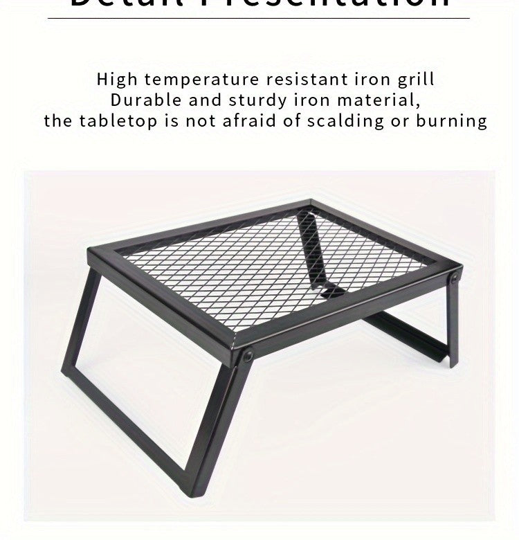 Heavy Duty Bonfire Campfire Grill for Outdoor Camping - Portable BBQ Grill with Firewood Rack, Storage Bag, Food Clips & Cleaning Cloth, RV Picnic Backyard Grill, Gift for Men