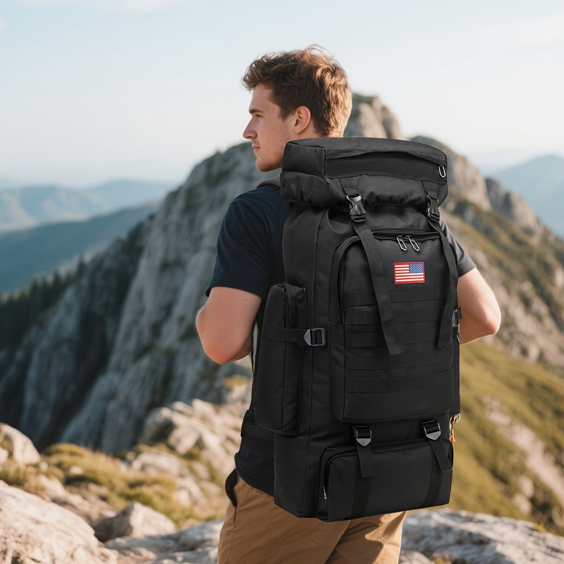 Hiking Backpack Set Large 22.45 Gal with Bonus Daypack – Men's Camping Backpacking Pack for Hiking Climbing Trekking Green Gray Desert Khaki Army Green