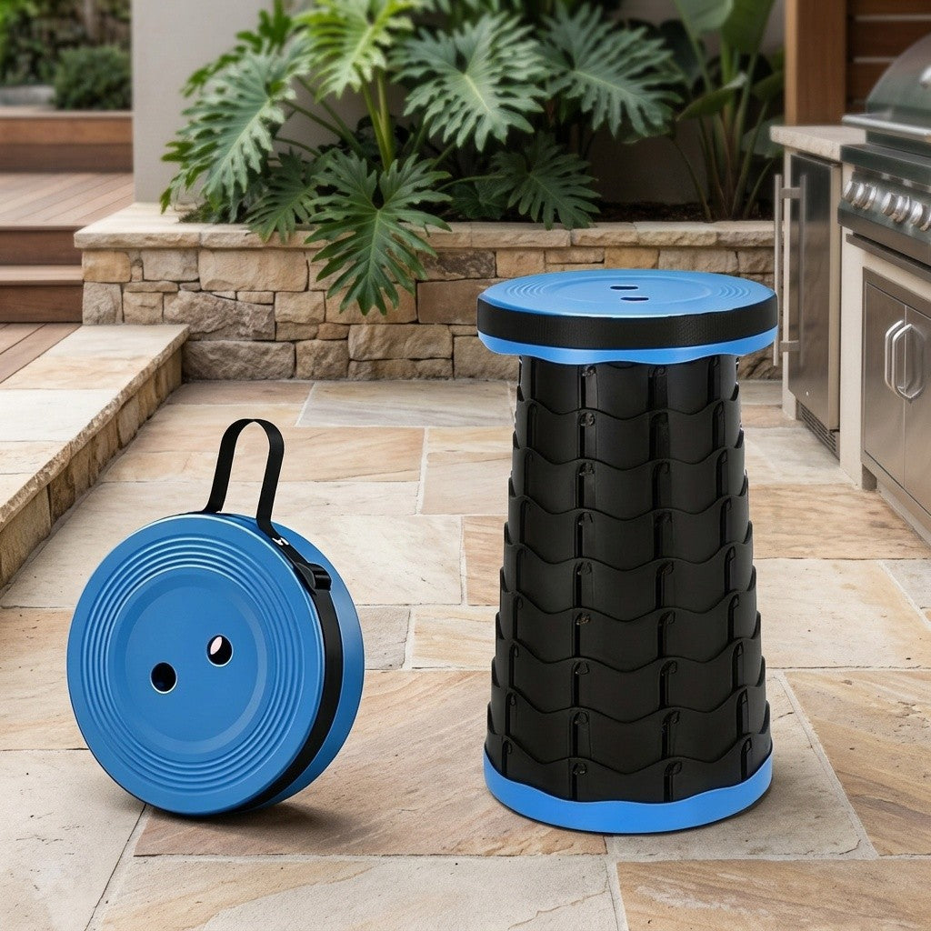 Portable Folding Telescopic Stool 400 Lbs Capacity – Lightweight Foldable Seat for Outdoor Camping Fishing Hiking Indoor Kitchen Use