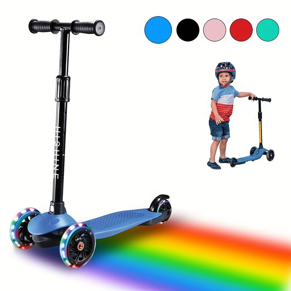 Kids 3-Wheel Scooter Ages 2-5 Adjustable Height Lean to Steer Light Up Wheels Front Brake Double Suspension Toddler Scooter Pink Blue Red Black