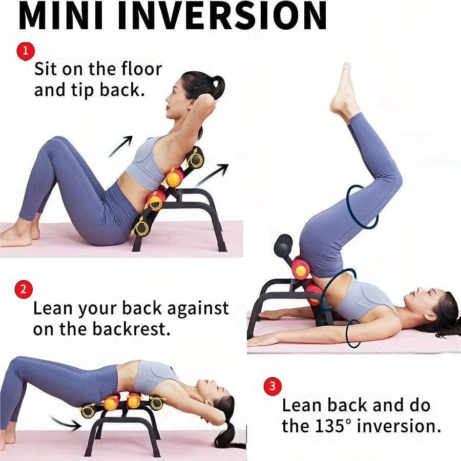 Mini Inversion Table Back Stretching Machine – Ab Trainer Handstand Training Yoga Home Gym Equipment for Back Pain Relief Core Strength Full Body Workout – Compact Space-Saving Design