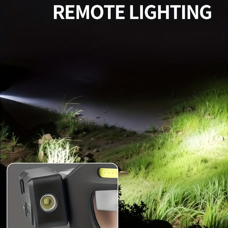 LED Headlamp Head Torch with Rotatable Beam Adjustable Brightness Strobe Mode for Night Running Cycling Fishing Camping Glasses Light Head Mounted Flashlight Yellow Blue