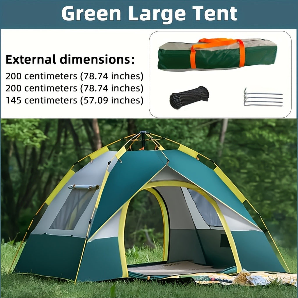 Pop Up Camping Tent 4 Person Automatic Instant Setup UV Protection Insect Net Sunshade Waterproof Family Tent for Beach Park Outdoor Camping Hiking Adventures