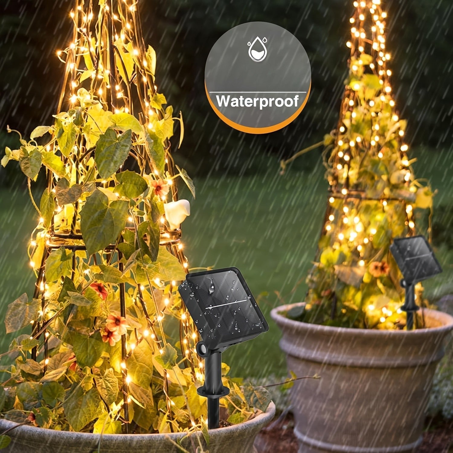Solar String Lights Outdoor 2 Pack – 300 LED 104FT Copper Wire Fairy Lights, 12 Modes, IP65 Waterproof, Warm White for Garden Yard Tree Patio Wedding Christmas Party